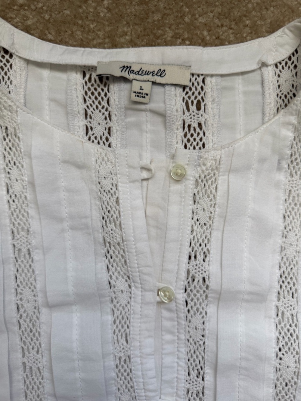 Madewell Bobbi Lace Trim Peplum Top Size L - Picture 5 of 11